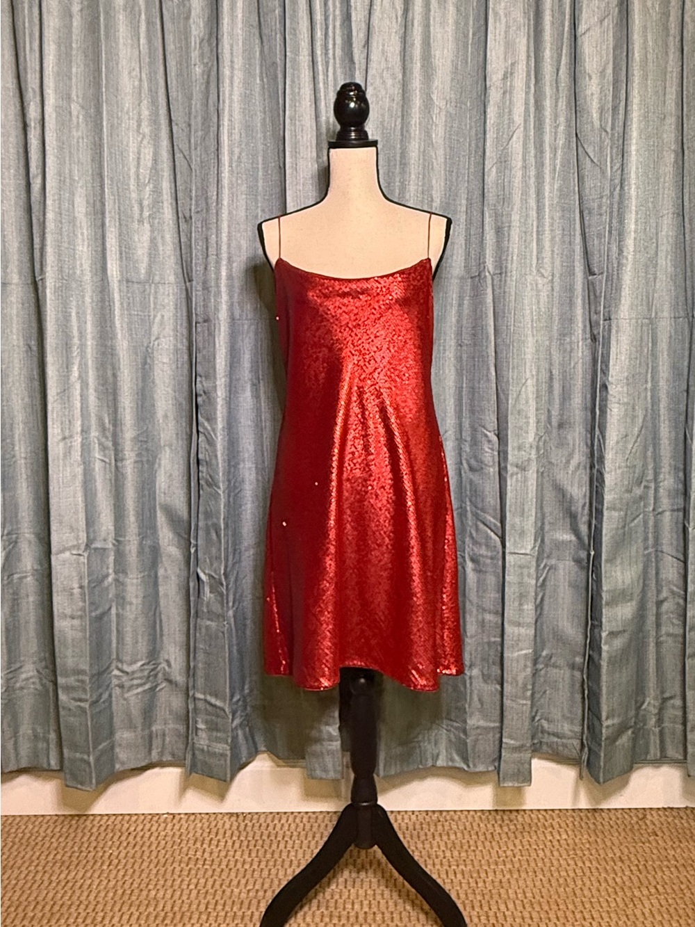 Zara Red Sequin-Trim Dress